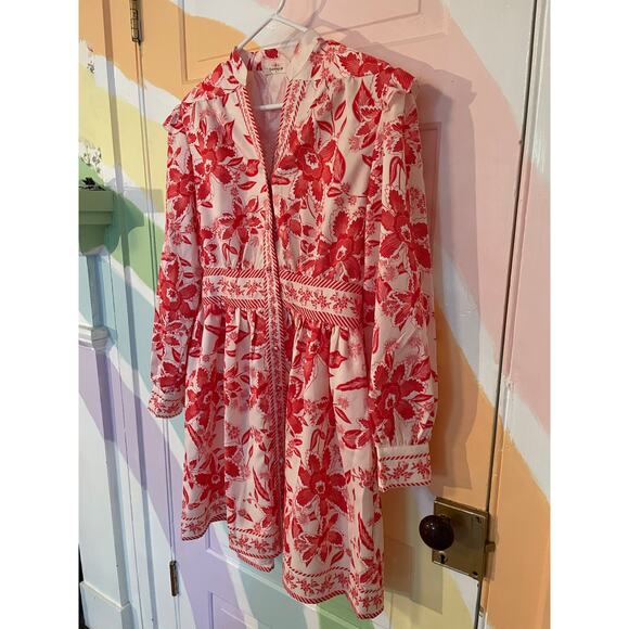 SundayUp Floral Long Sleeve Fit & Flare Mini Dress Women Size M Boho Cottagecore - Picture 7 of 9